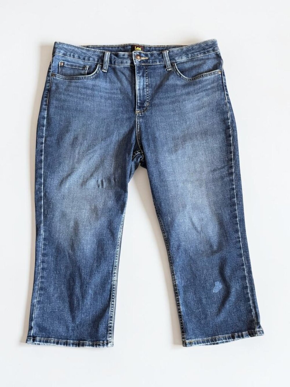 Lee Women's Cropped Bootcut Jeans Medium Wash Denim Approx Size 10